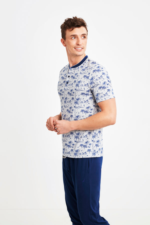 Pyjama homme à petits motifs palmiers