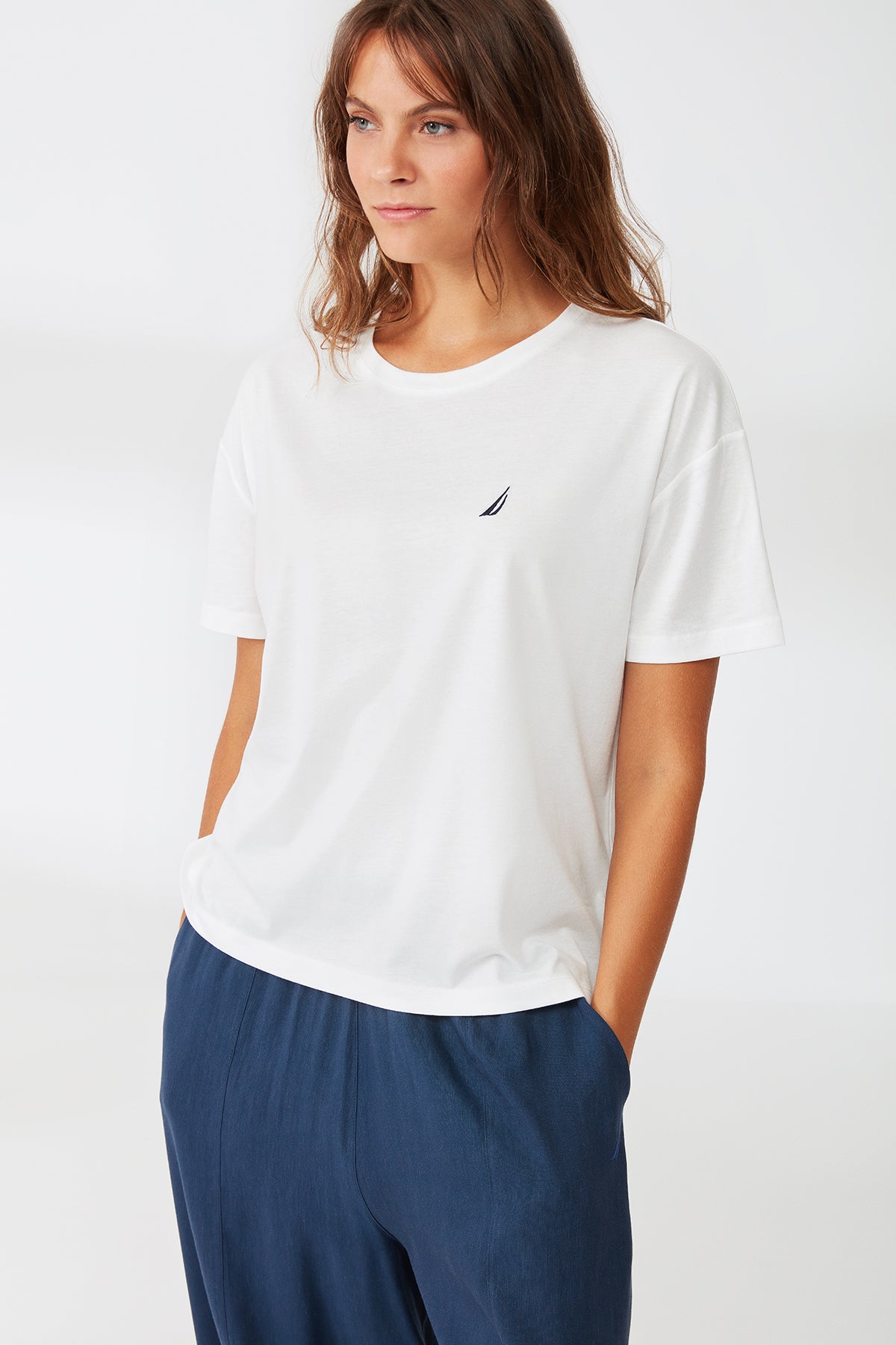 T-shirt blanc col rond