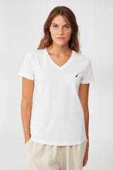 T-shirt blanc col v