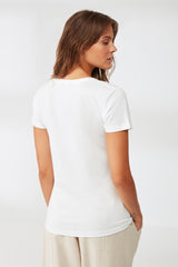 T-shirt blanc col v